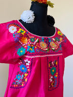 Handmade Oaxacan Embroidered Short Length Dress - San Antonino Style