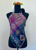 Geometric Diamond Backless Halter Top