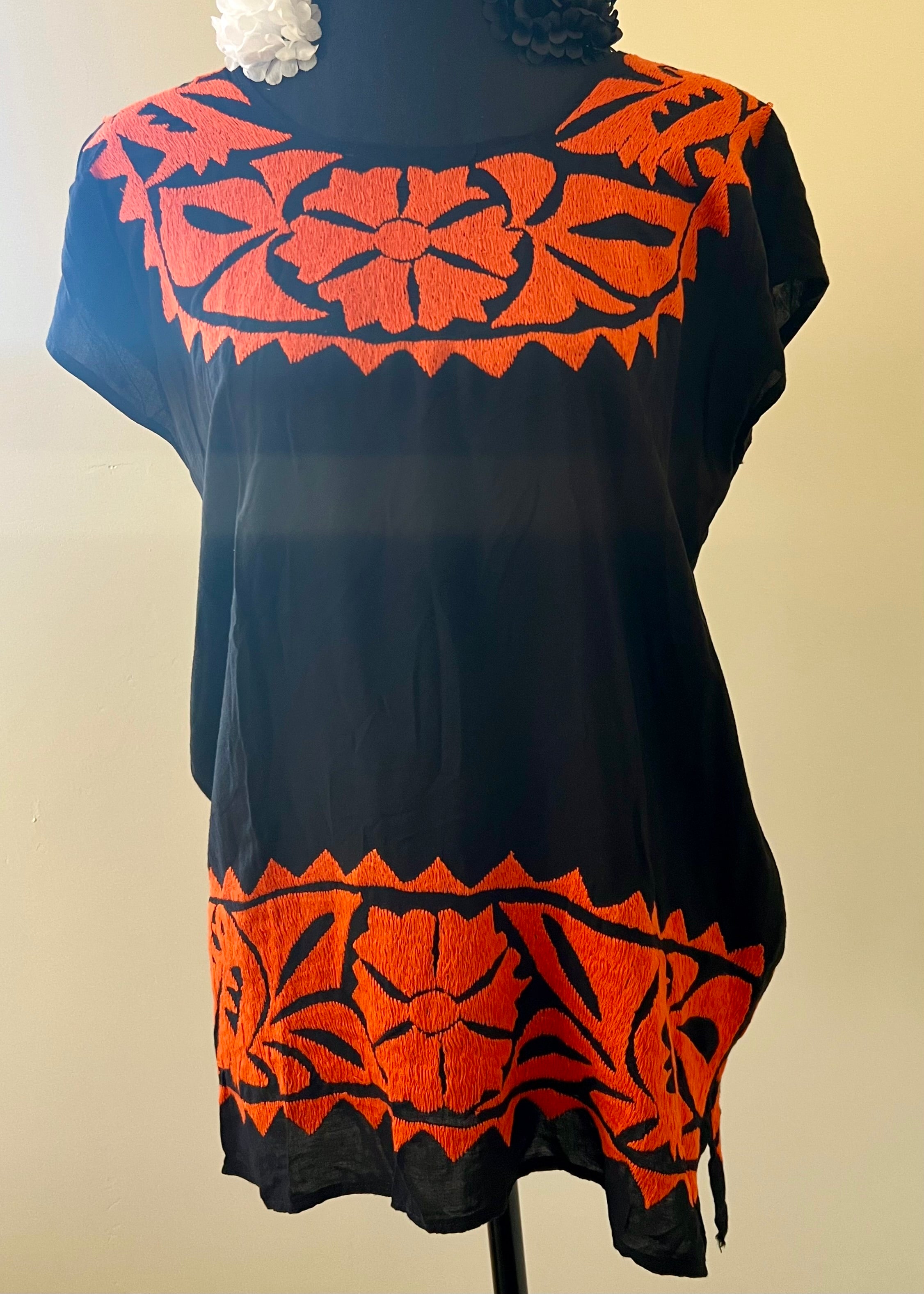 Traditional Oaxacan Embroidered Blouse – San Antonino Style