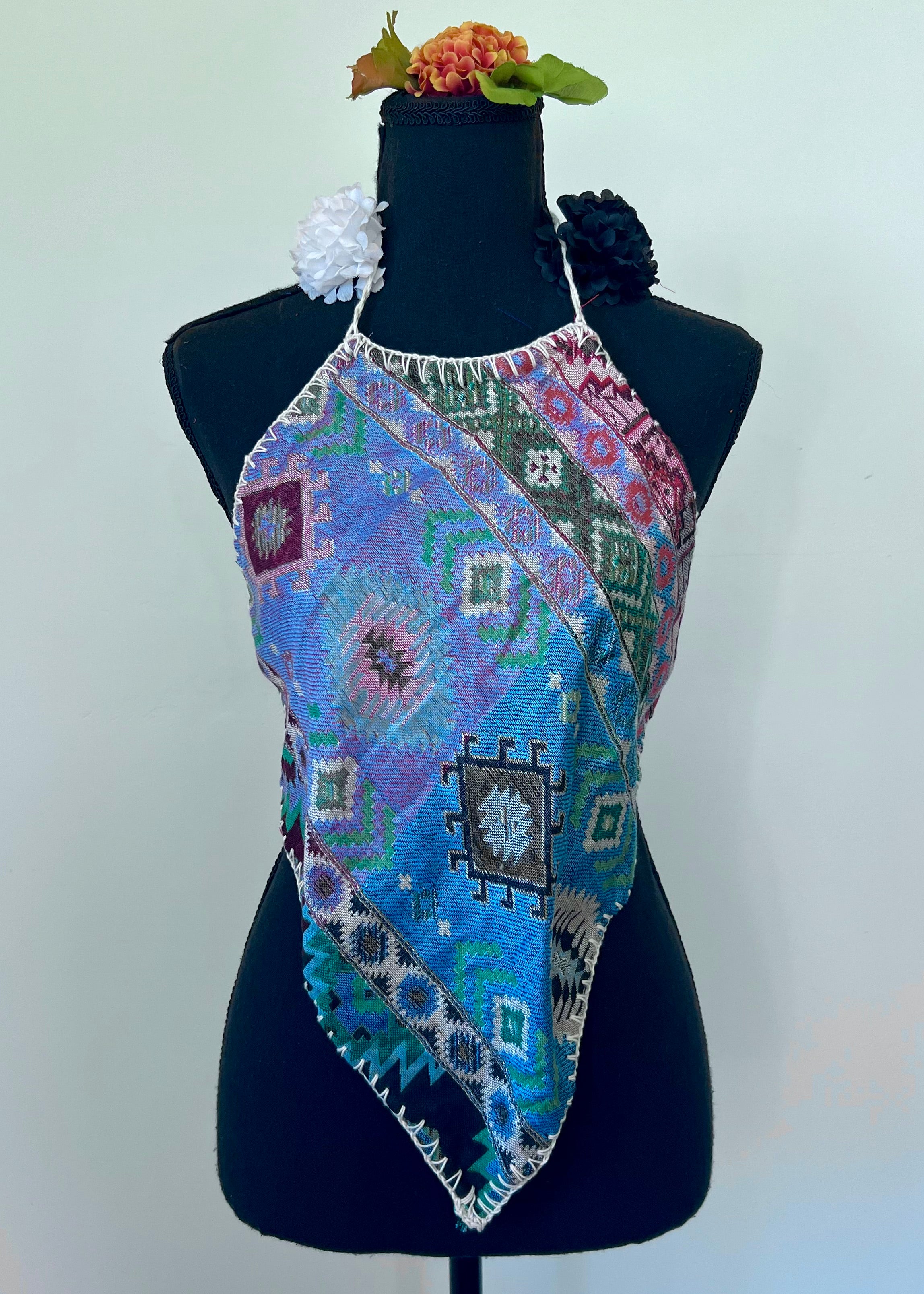 Geometric Diamond Backless Halter Top