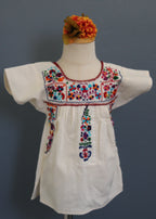 Girls Hand-Embroidered Mexican Dress - San Antonino / Oaxaca Style