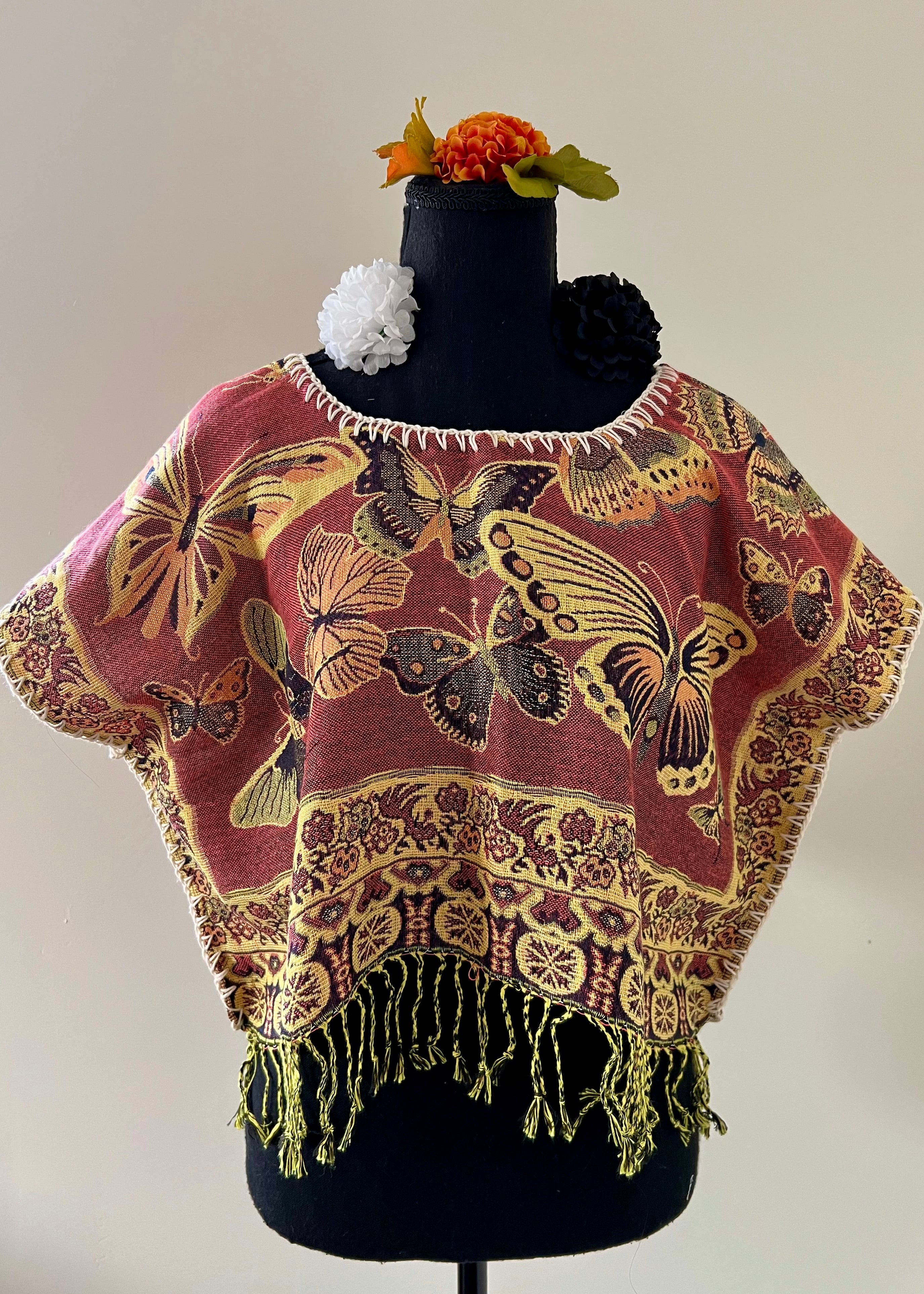 Butterfly Cropped Huipil-style Top