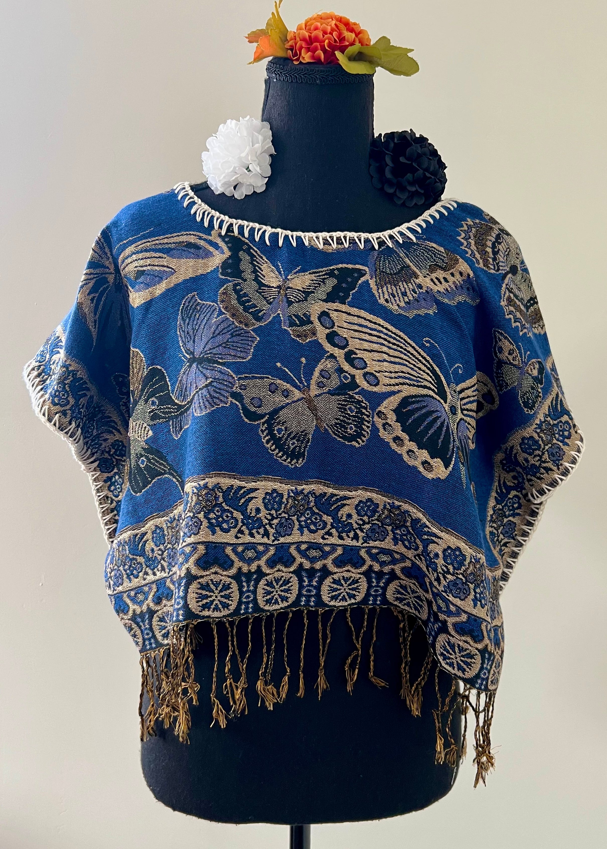 Butterfly Cropped Huipil-style Top