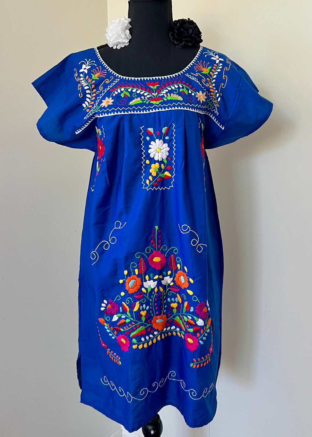 Handmade Oaxacan Embroidered Short Length Dress - San Antonino Style
