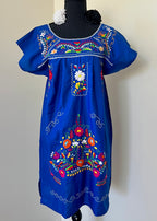 Handmade Oaxacan Embroidered Short Length Dress - San Antonino Style