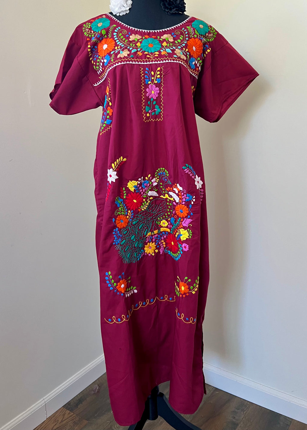 Handmade Oaxacan Embroidered Long Length Dress - San Antonino Style
