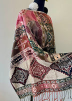 Geometric Rebozo-Style Woven Shawl / Multi-Way Cover-Up