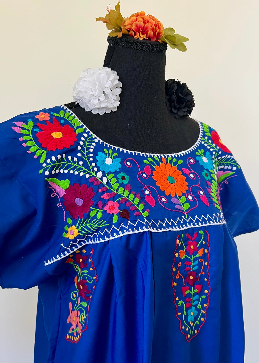 Handmade Oaxacan Embroidered Short Length Dress - San Antonino Style