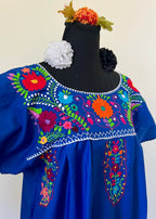 Handmade Oaxacan Embroidered Short Length Dress - San Antonino Style