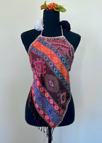 Geometric Diamond Backless Halter Top