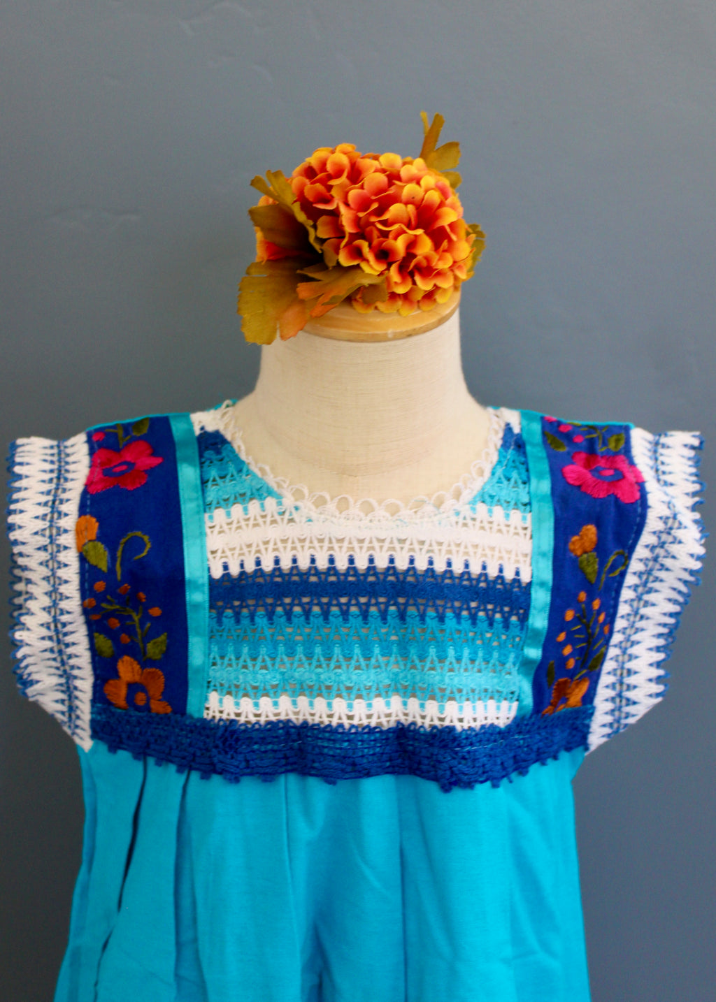 Girls Hand-Embroidered Oaxacan Crochet Dress