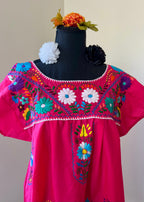 Handmade Oaxacan Embroidered Short Length Dress - San Antonino Style