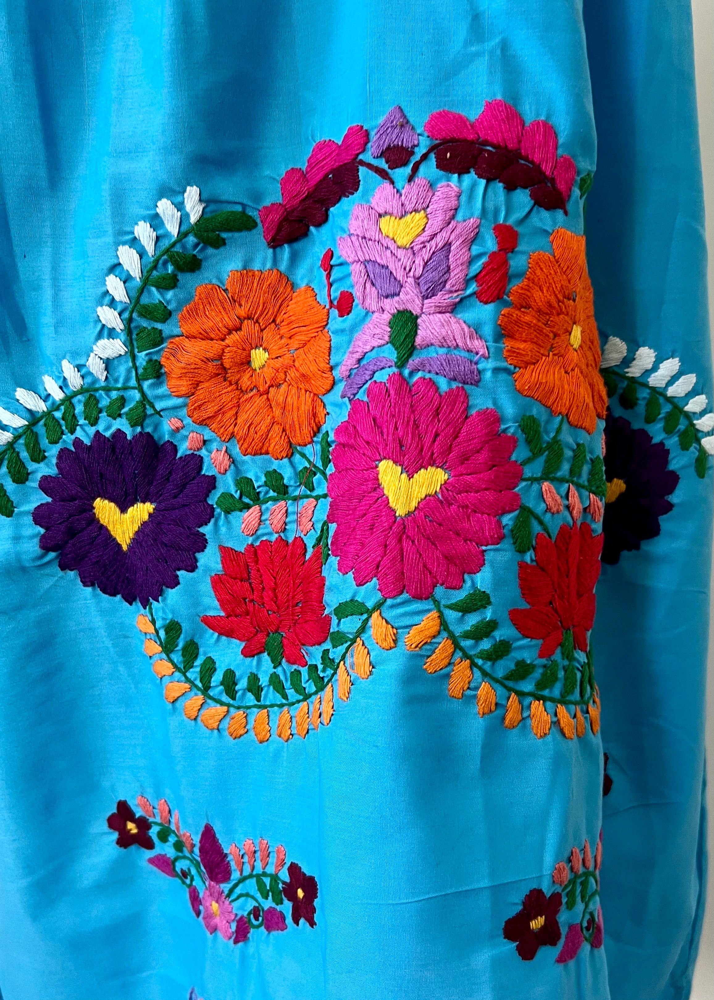 Handmade Oaxacan Embroidered Short Length Dress - San Antonino Style