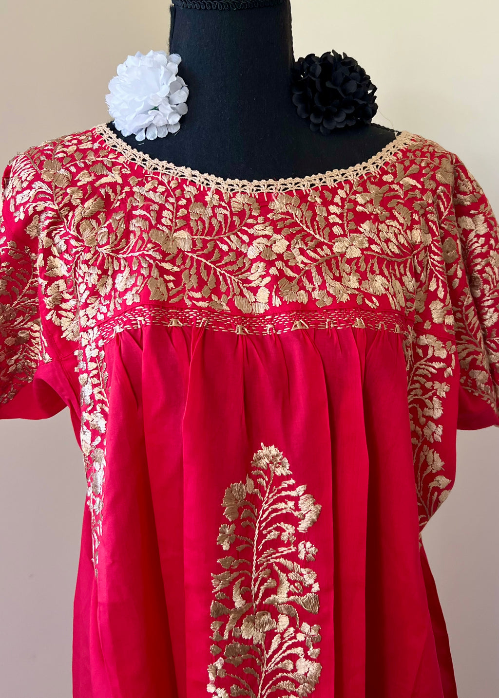 Handmade Oaxacan Embroidered Long Length Dress - San Antonino Style