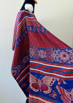 Butterfly and Stripe Rebozo-Style Woven Shawl / Multi-Way Cover-Up