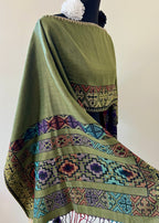 Geometric Border Rebozo-Style Woven Shawl / Multi-Way Cover-Up