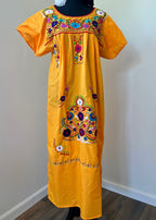 Handmade Oaxacan Embroidered Long Length Dress - San Antonino Style