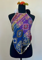 Geometric Diamond Backless Halter Top