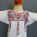 Girls Hand-Embroidered Mexican Dress - San Antonino / Oaxaca Style