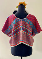 Butterfly with Stripped Cropped Huipil-style Top