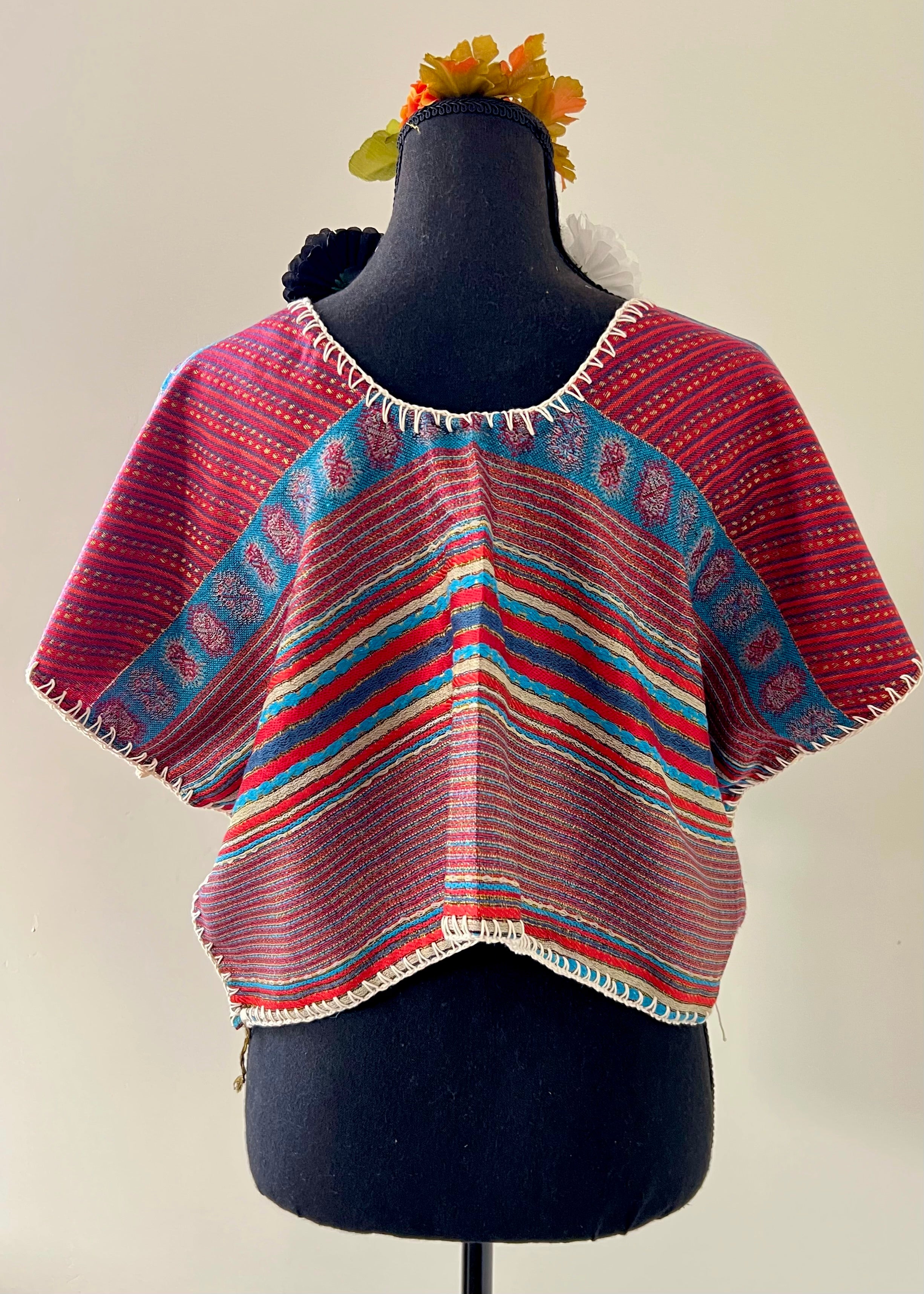 Butterfly with Stripped Cropped Huipil-style Top