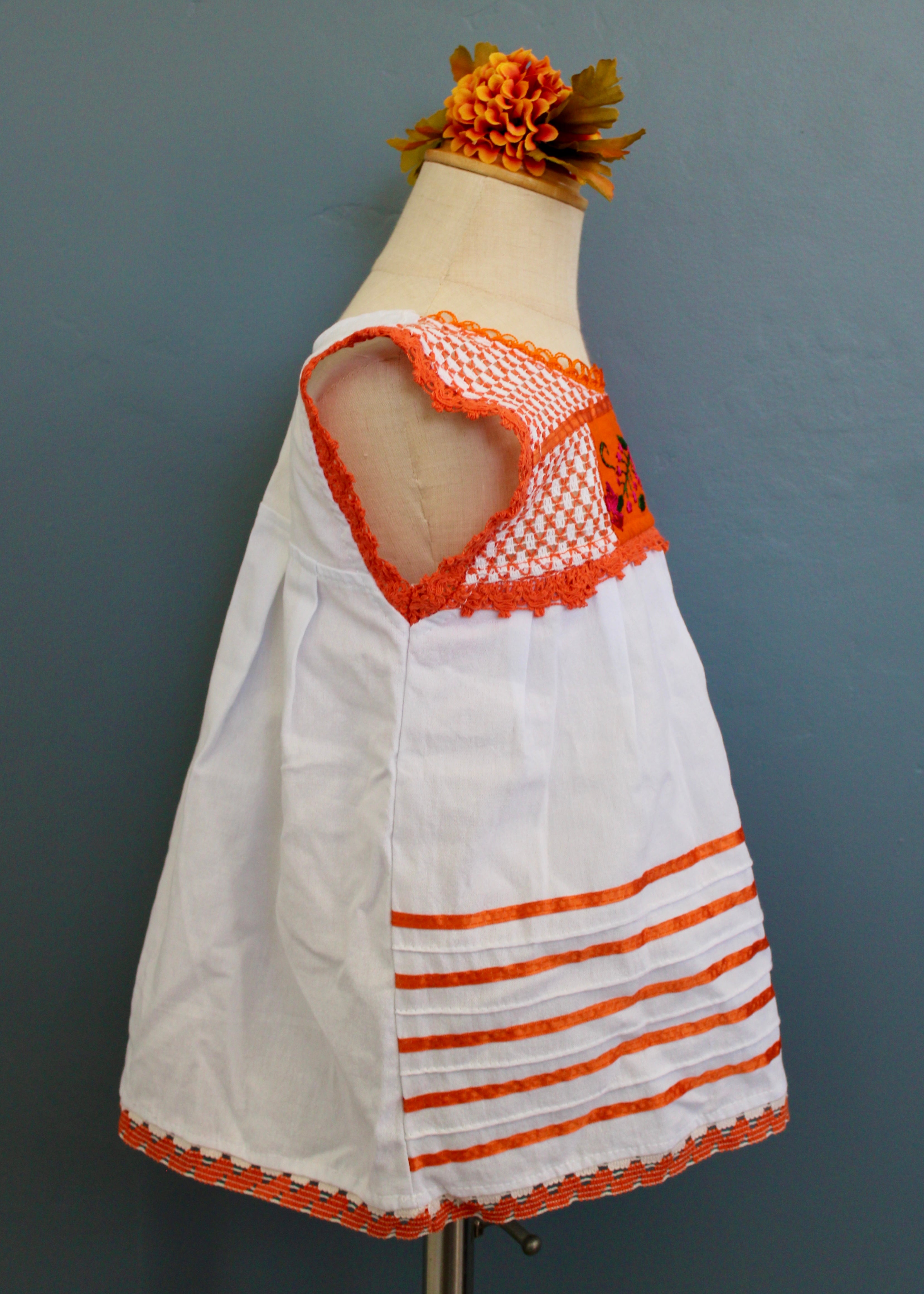 Girls Hand-Embroidered Oaxacan Crochet Dress