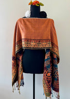 Geometric Border Rebozo-Style Woven Shawl / Multi-Way Cover-Up