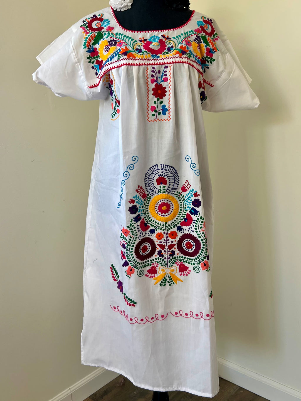 Handmade Oaxacan Embroidered Ankle Length Dress – San Antonino Style