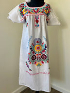 Handmade Oaxacan Embroidered Ankle Length Dress – San Antonino Style
