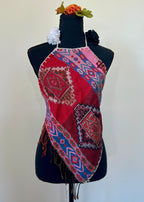 Geometric Diamond Backless Halter Top