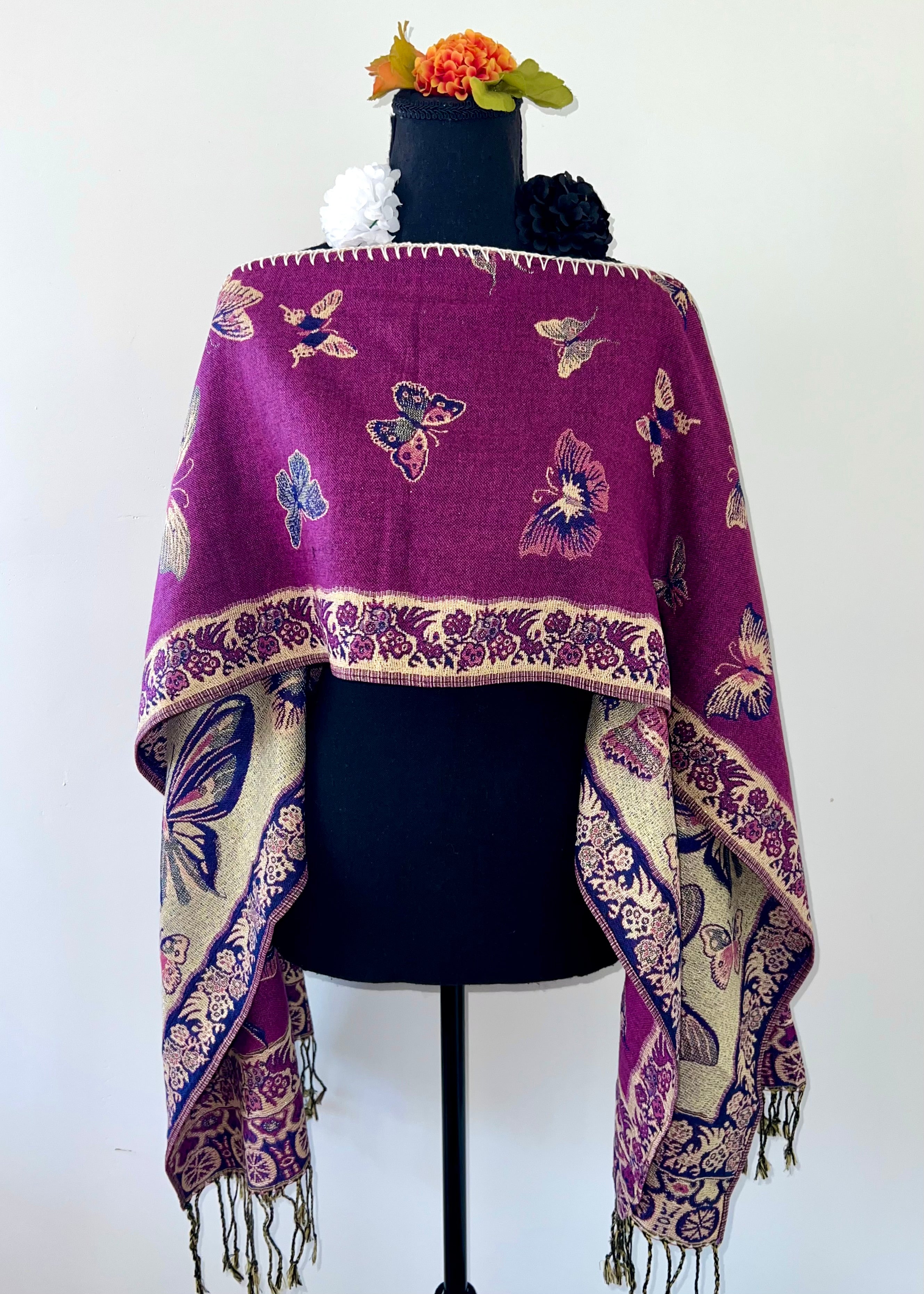 Butterfly Rebozo-Style Woven Shawl / Multi-Way Cover-Up
