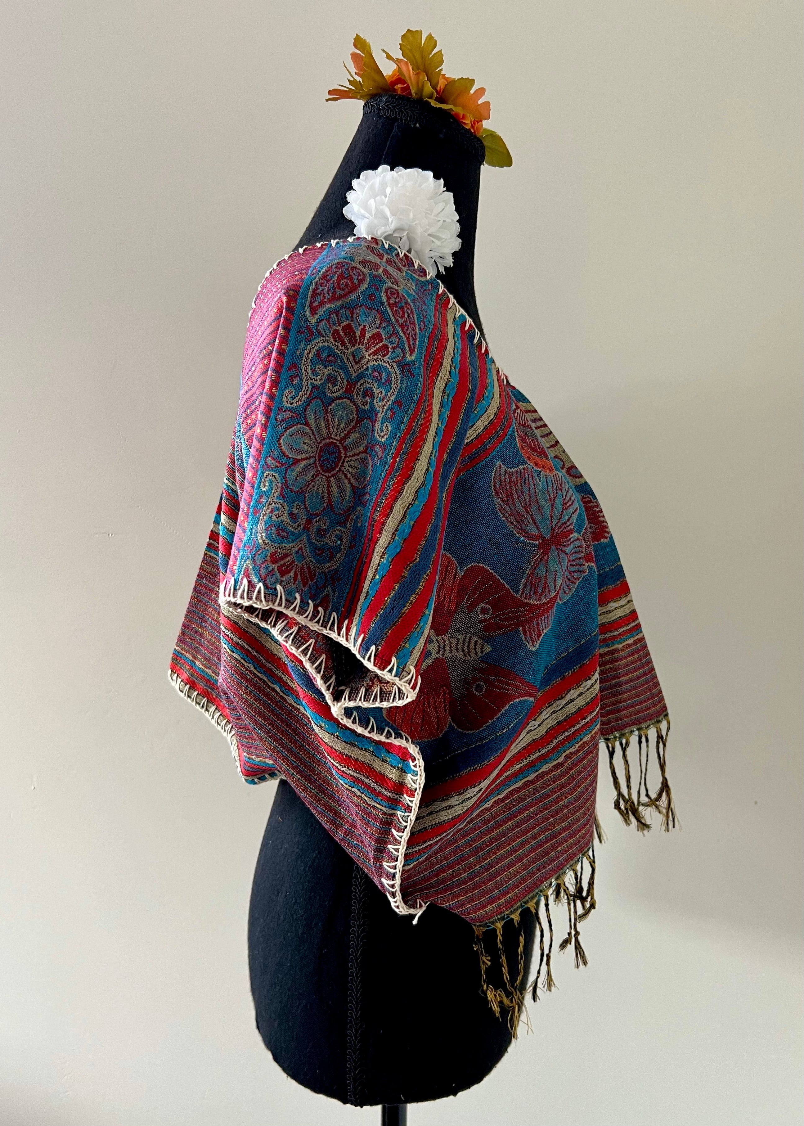 Butterfly with Stripped Cropped Huipil-style Top