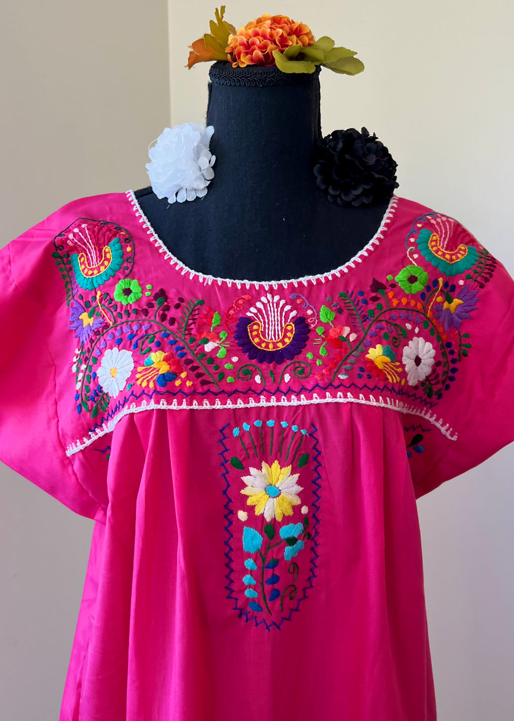 Handmade Oaxacan Embroidered Long Length Dress - San Antonino Style