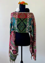 Geometric Rebozo-Style Woven Shawl / Multi-Way Cover-Up