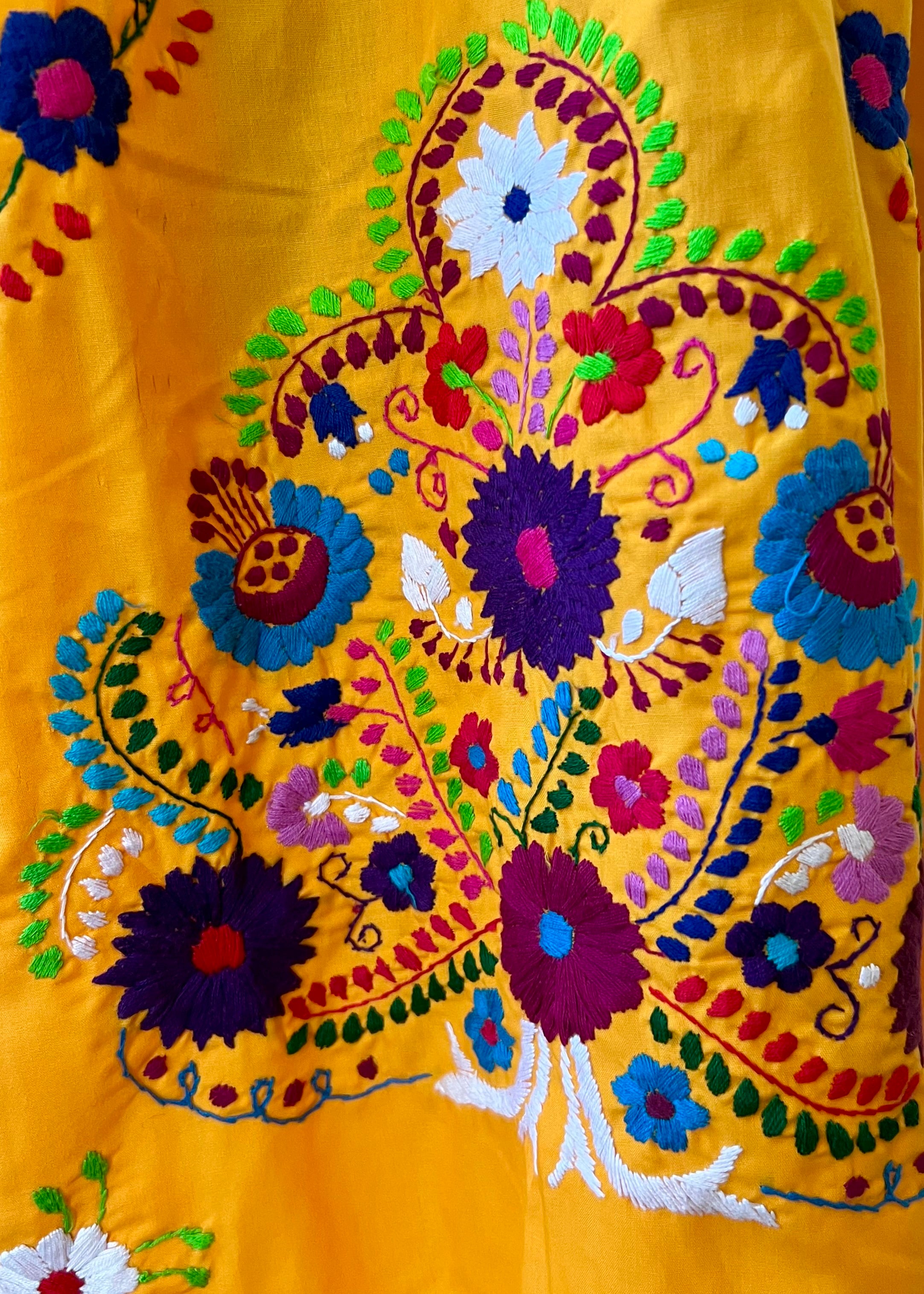 Handmade Oaxacan Embroidered Long Length Dress - San Antonino Style