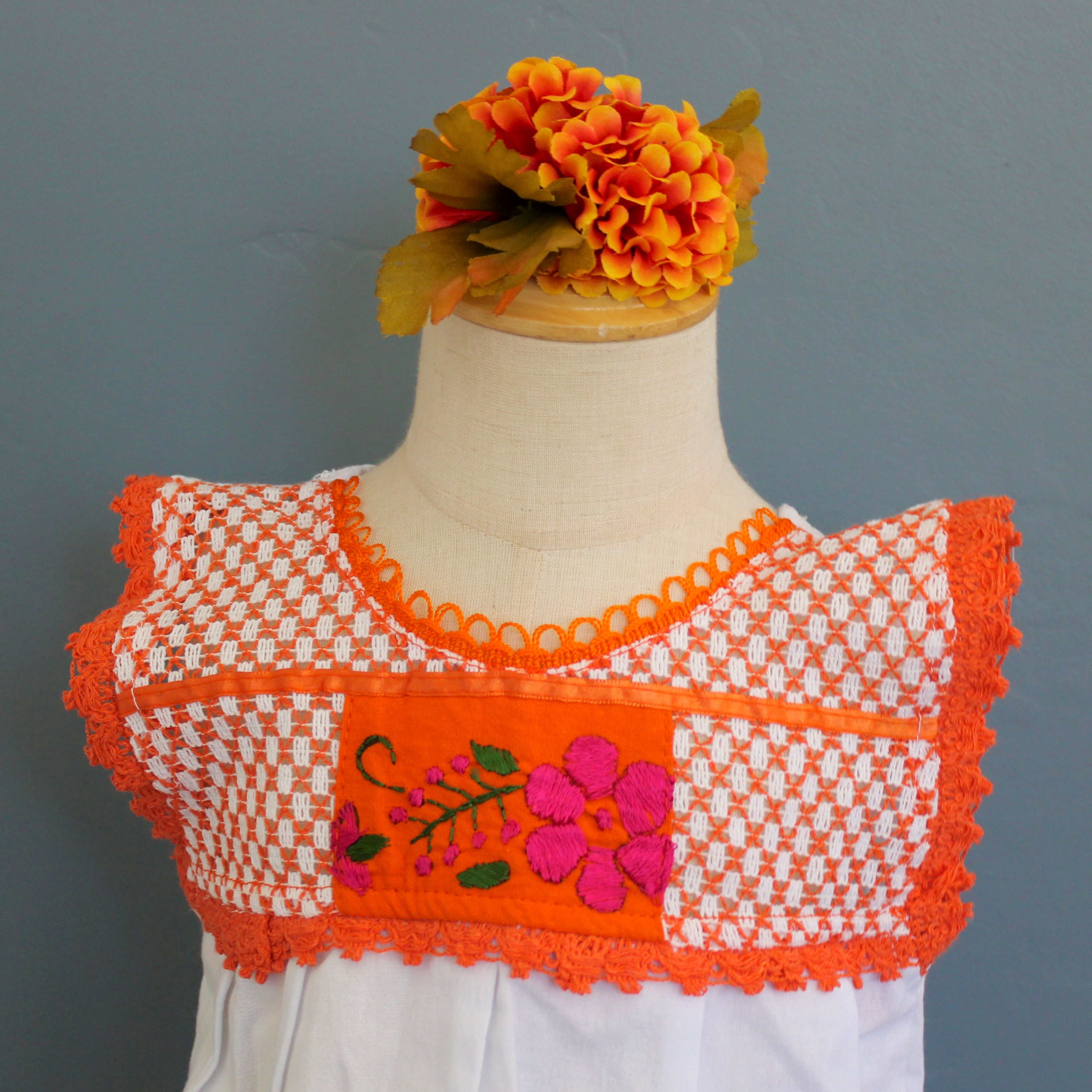 Girls Hand-Embroidered Oaxacan Crochet Dress
