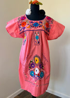 Handmade Oaxacan Embroidered Short Length Dress - San Antonino Style