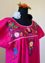 Handmade Oaxacan Embroidered Long Length Dress - San Antonino Style