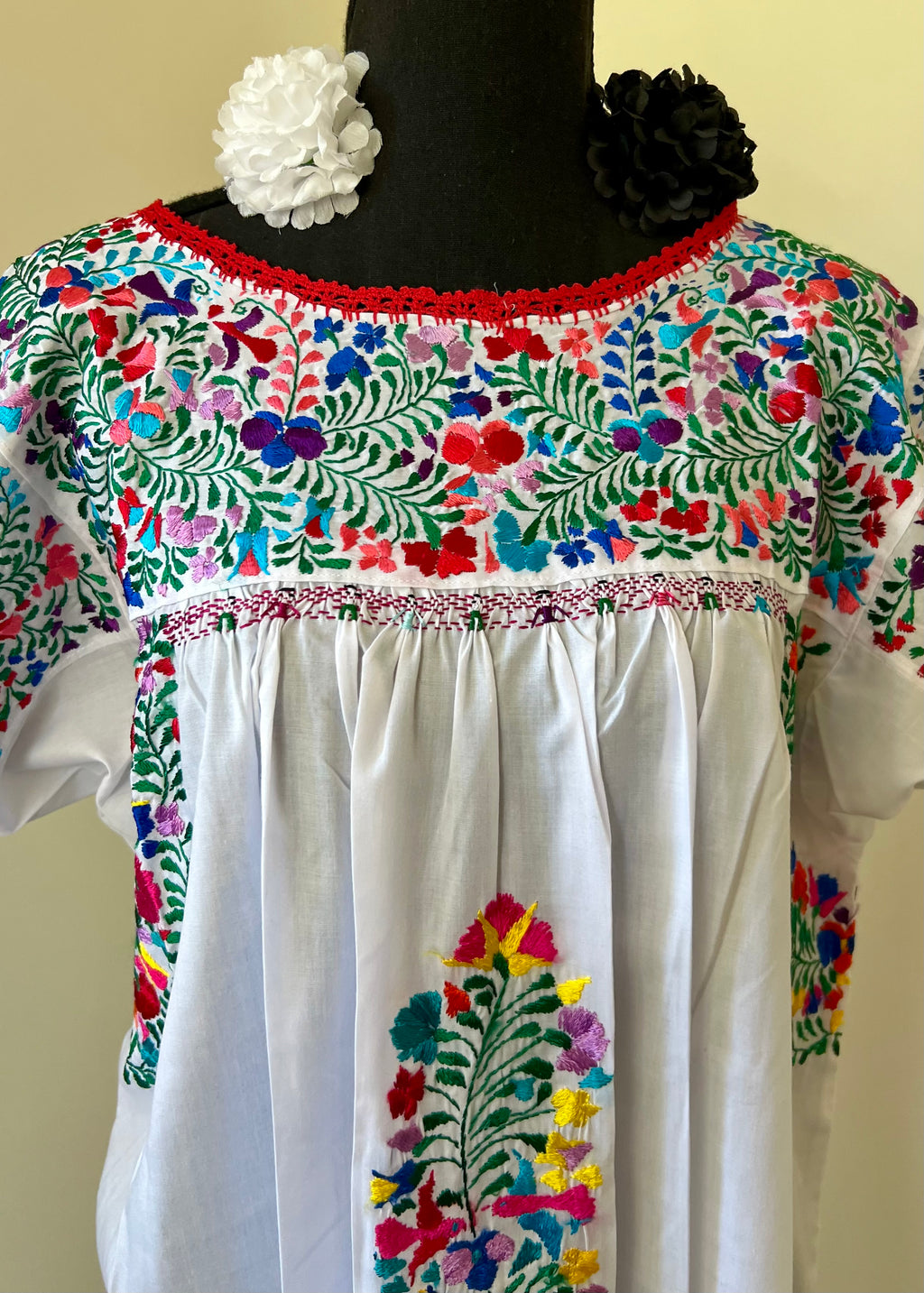 Handmade Oaxacan Embroidered Long Length Dress - San Antonino Style
