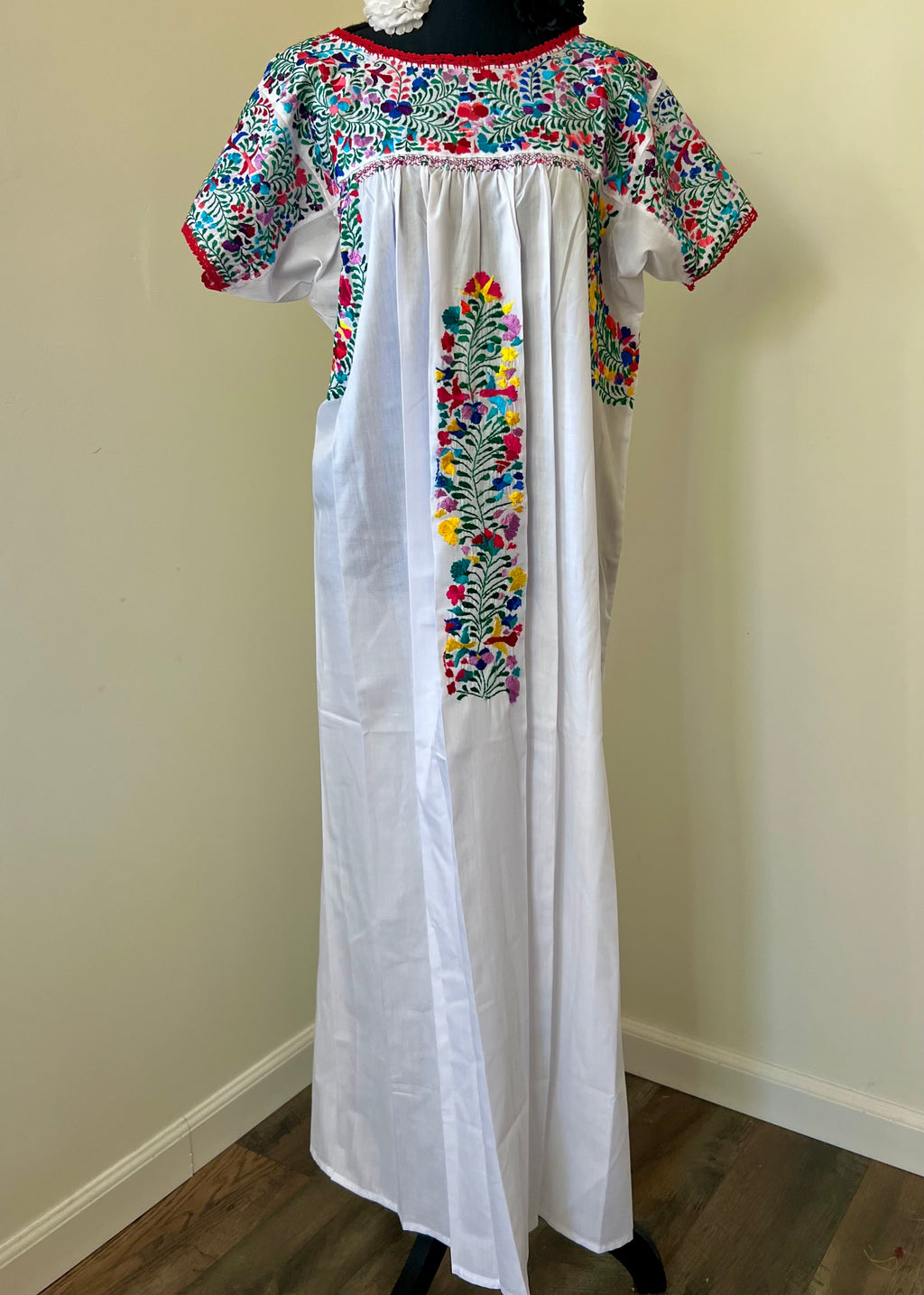 Handmade Oaxacan Embroidered Long Length Dress - San Antonino Style