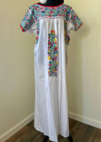 Handmade Oaxacan Embroidered Long Length Dress - San Antonino Style