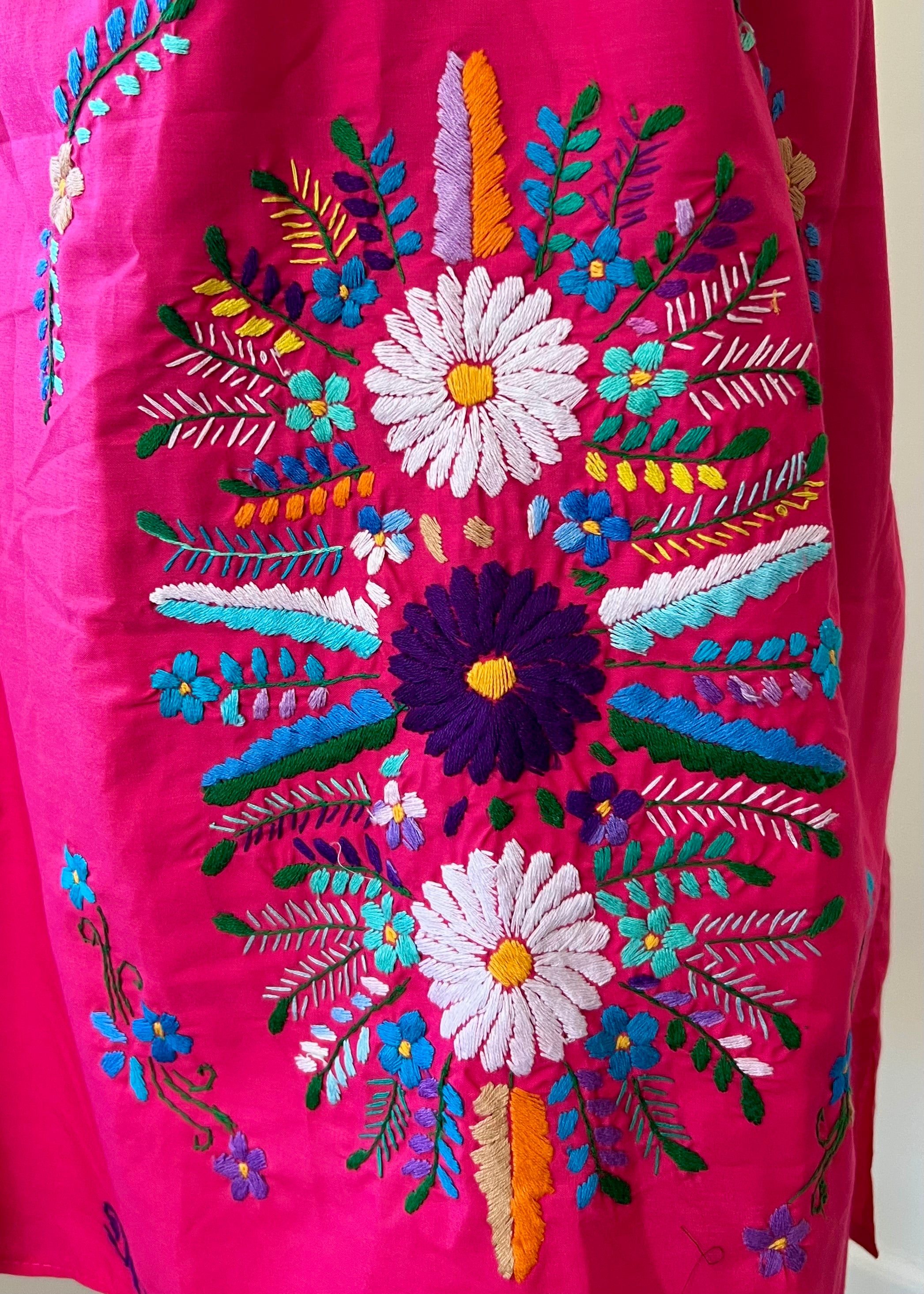 Handmade Oaxacan Embroidered Short Length Dress - San Antonino Style