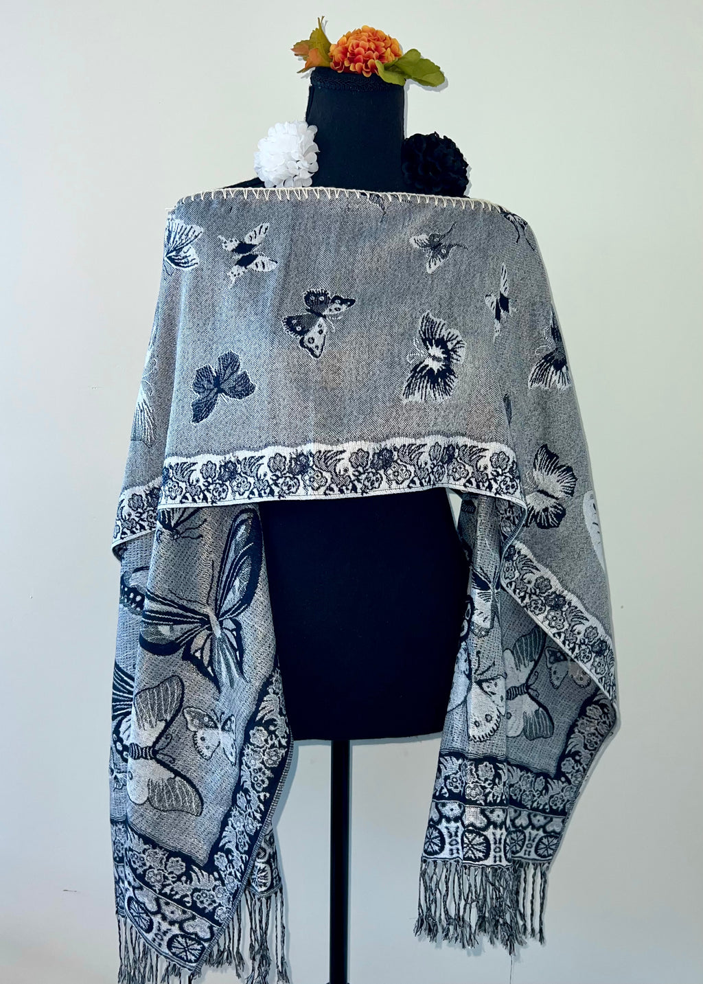 Butterfly Rebozo-Style Woven Shawl / Multi-Way Cover-Up