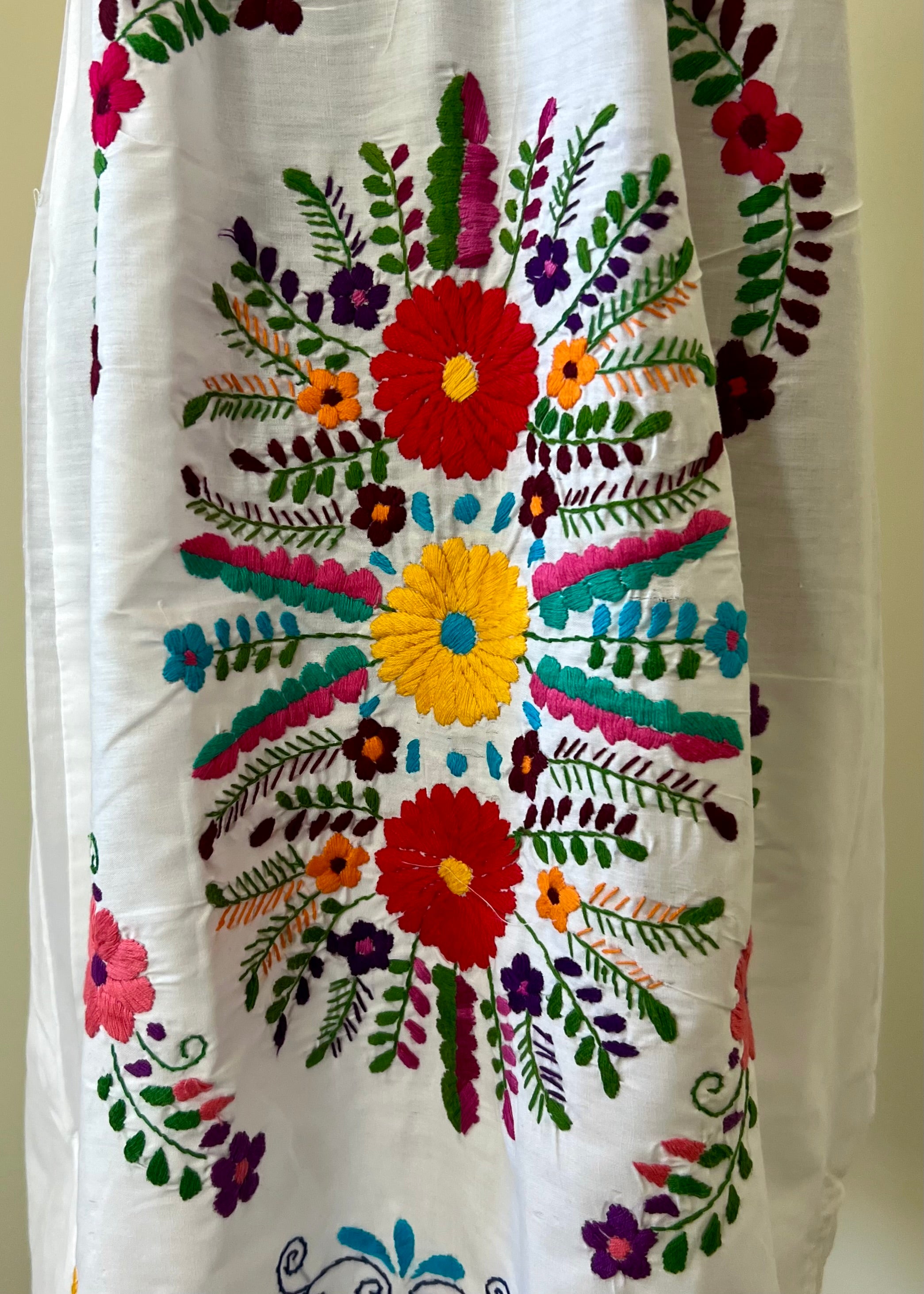 Handmade Oaxacan Embroidered Ankle Length Dress – San Antonino Style