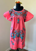 Handmade Oaxacan Embroidered Short Length Dress - San Antonino Style