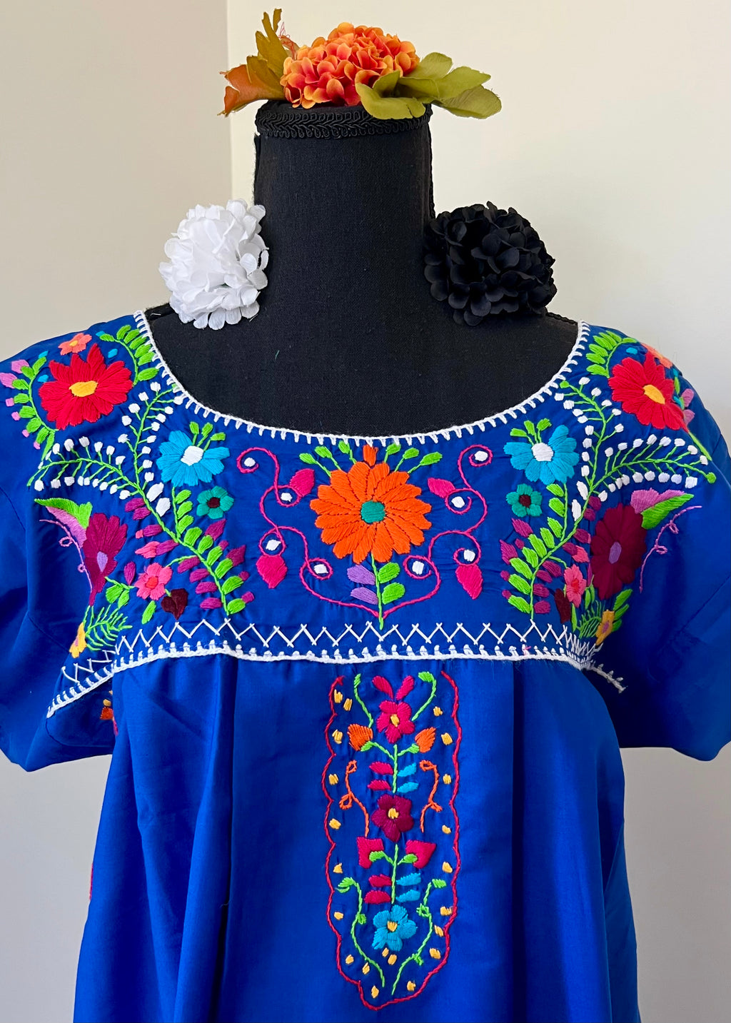 Handmade Oaxacan Embroidered Short Length Dress - San Antonino Style