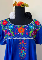 Handmade Oaxacan Embroidered Short Length Dress - San Antonino Style