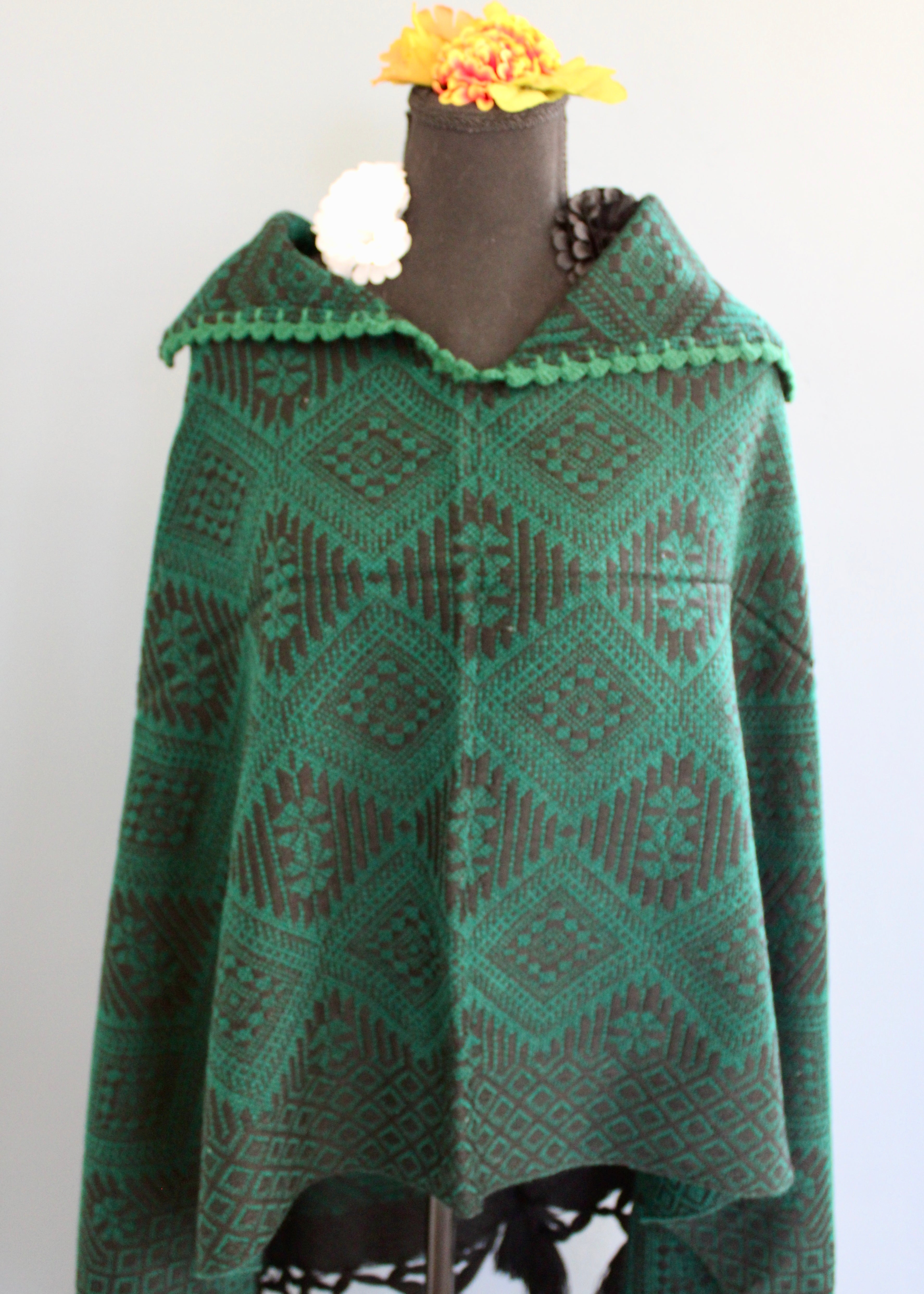 Artisan Woven Poncho with Tassels