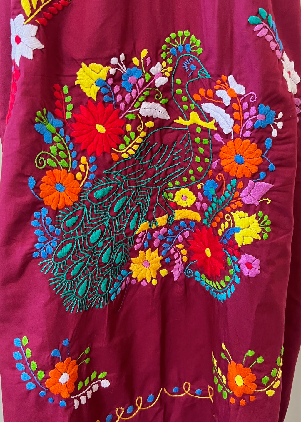 Handmade Oaxacan Embroidered Long Length Dress - San Antonino Style