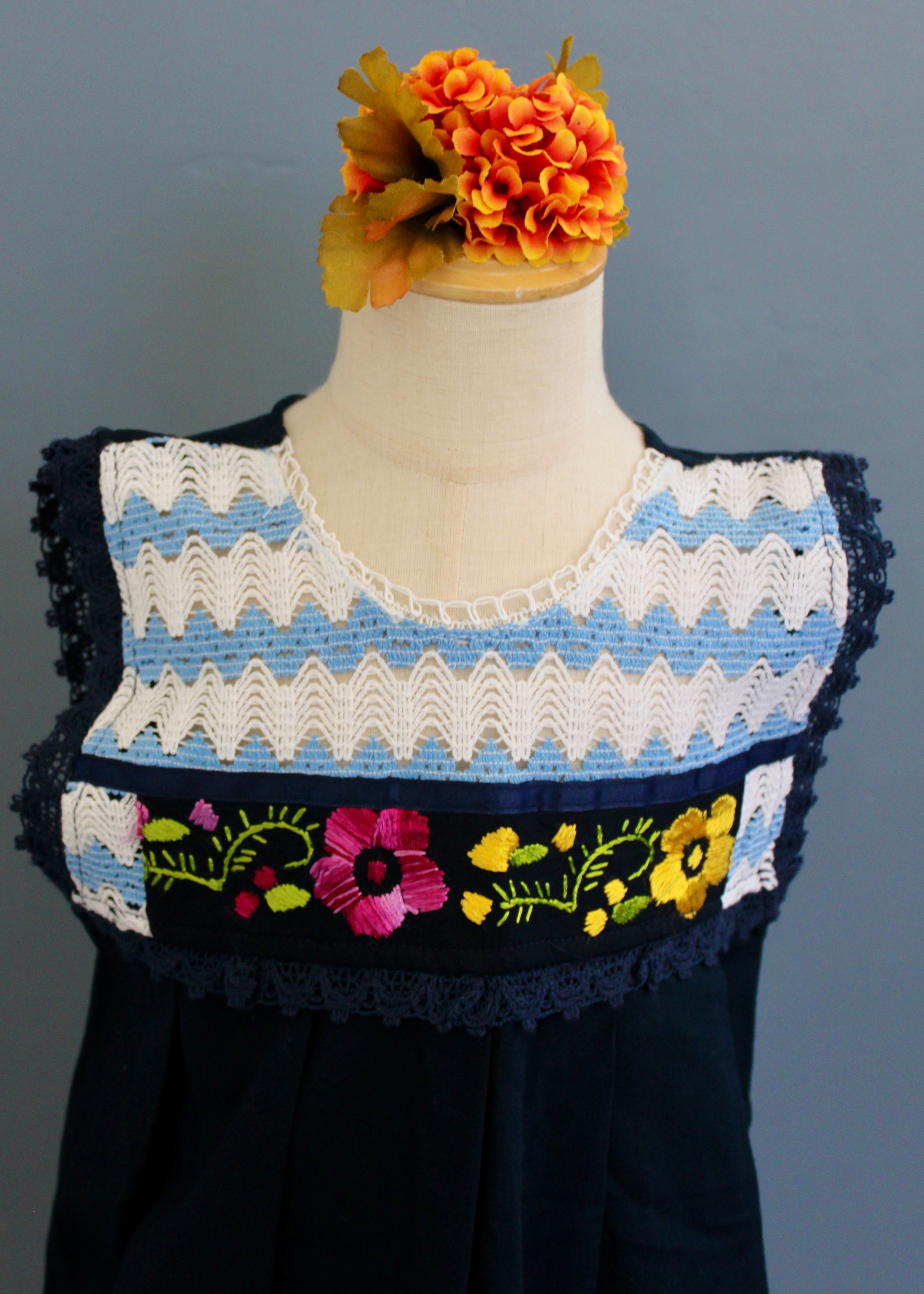 Girls Hand-Embroidered Oaxacan Crochet Dress